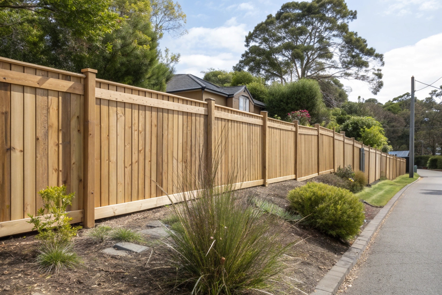 Timber paling fence installation in Hobart suburban property