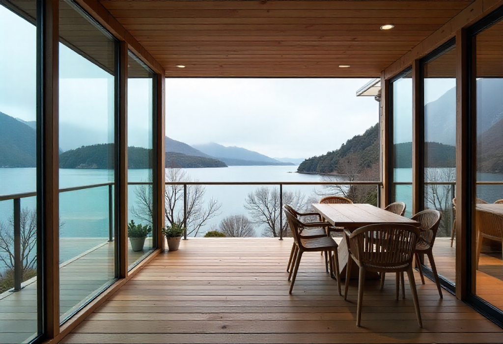 glass enclosed Outdoor Living Spaces overlooking Hobart harbor